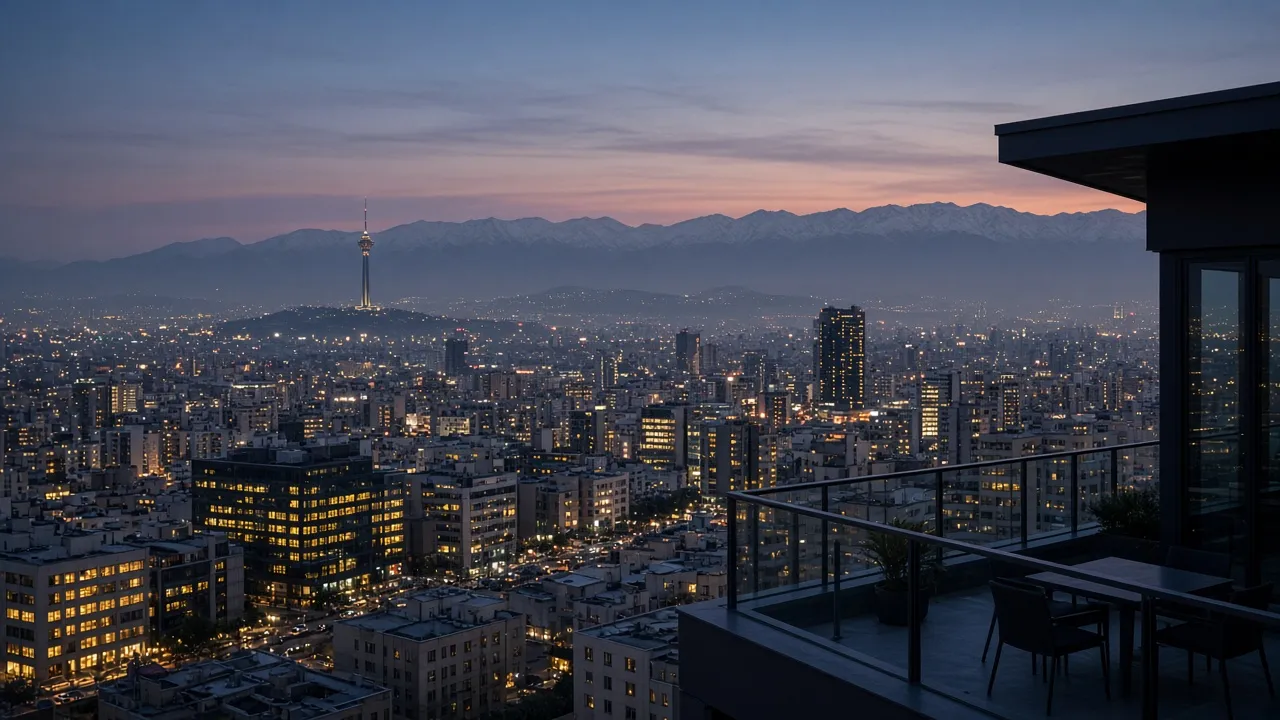 خط افق تهران از تراس اداری